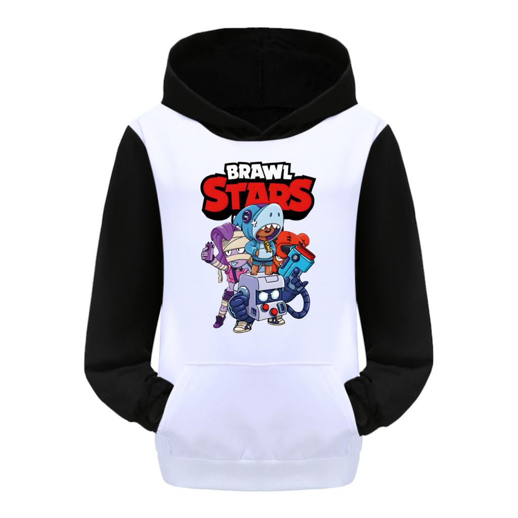 4093 Felpe con Cappuccio e Tasca Stampate Brawl Stars per Bambini e Bambine