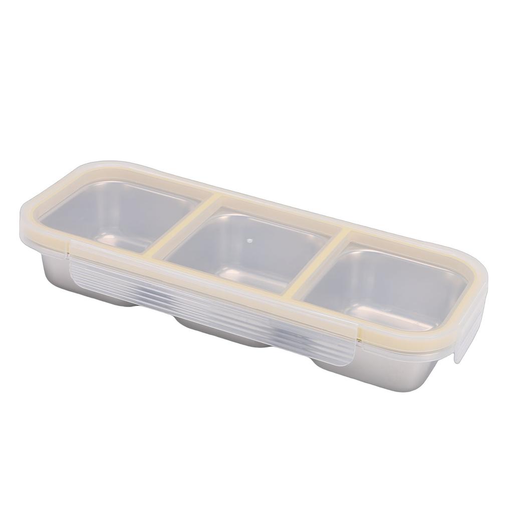 Snack Container   Proof Stainless Steel 3 Compartments Easy Cleaning Metal Snack Container