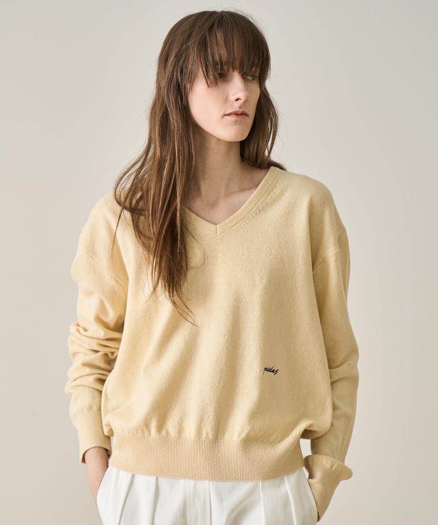 GRIDAJ Fine Wool V-Neck Pullover _ Yellow