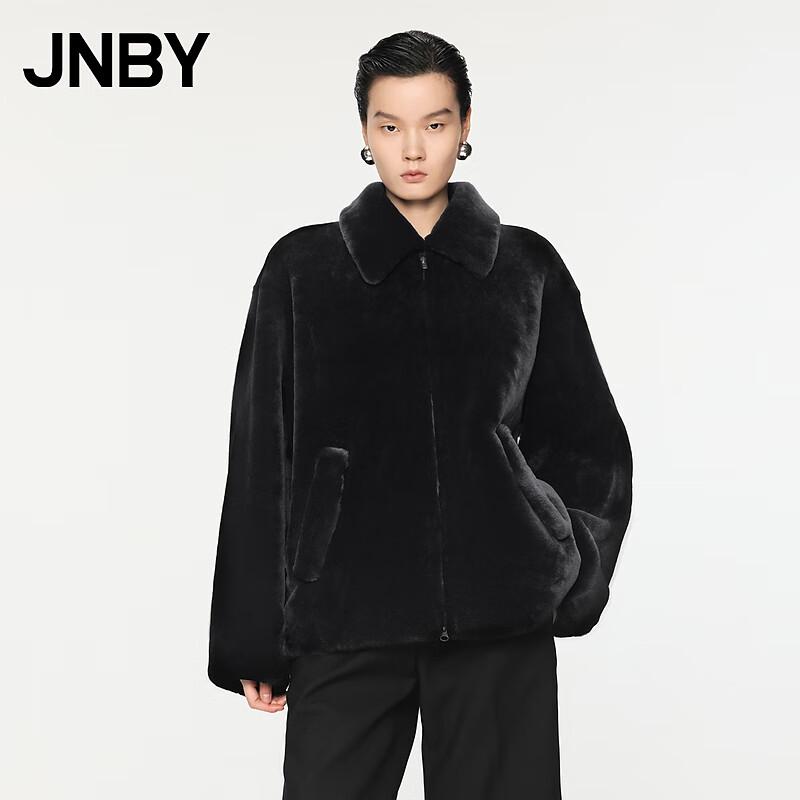 JNBY 2024 Winter Faux Fur Long-Sleeve Lapel Coat