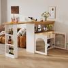 Standing Dining Table Spacious Desktop Coffee with 2 Doors Open Shelves Large Home Extendable Bare Capacity Strong Load-bearing Furniture Modern