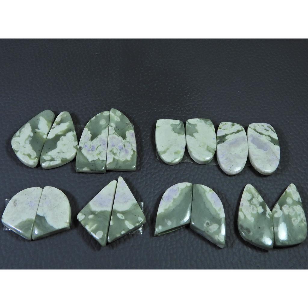 20-29 MM Natural Peace Jade Matched Pair Fancy Cabochon Gemstone 8 Pair Lot C-778