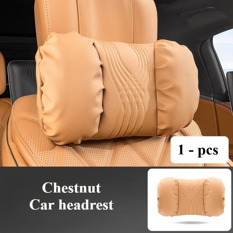 HQZQB1 Luxury Nappa Leather Car Neck Pillow and Seat Pillow Soft Car Headrest Waist Pillow Seat Accessories Car Headrest and Lumbar Set