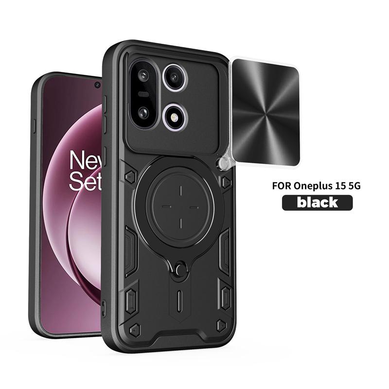 Armor Funda For OnePlus 15 5G Case Slide Camera Lens Protect Back Cover For One Plus 15 OnePlus15 Car Magnetic Holder Ring Cover