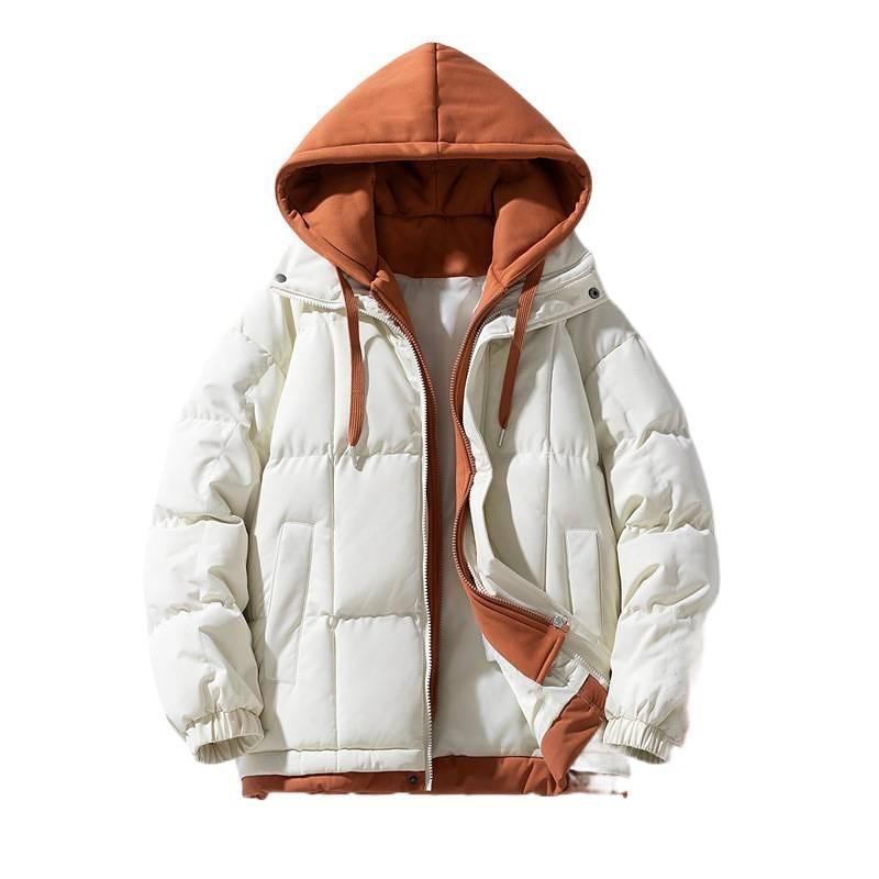 Mens Winter Hooded Puffer Jacket Oversized Thick Cotton Coat Casual Warm Outerwear Teens Adults