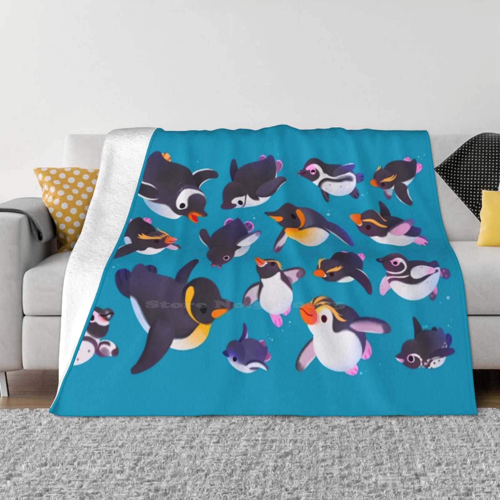 Penguin Day Top Quality Comfortable Bed Sofa Soft Blanket Pikaole Marine Bird African Penguin Adelie Penguin Emperor Penguin 30x40in