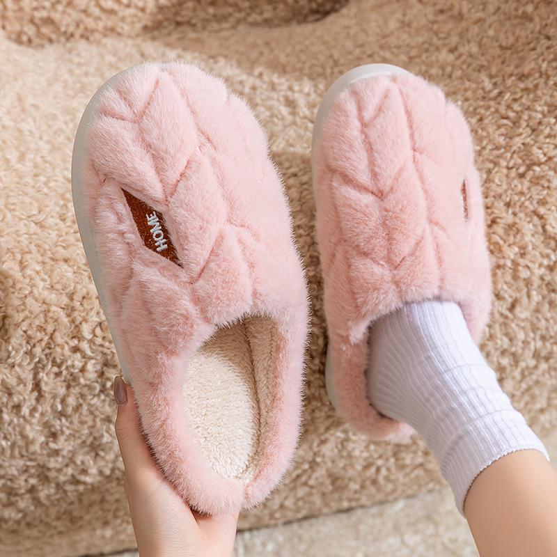 Cotton Slippers Winter 2025 New Indoor Home Non-slip Warm Couple Plush Slippers Winter