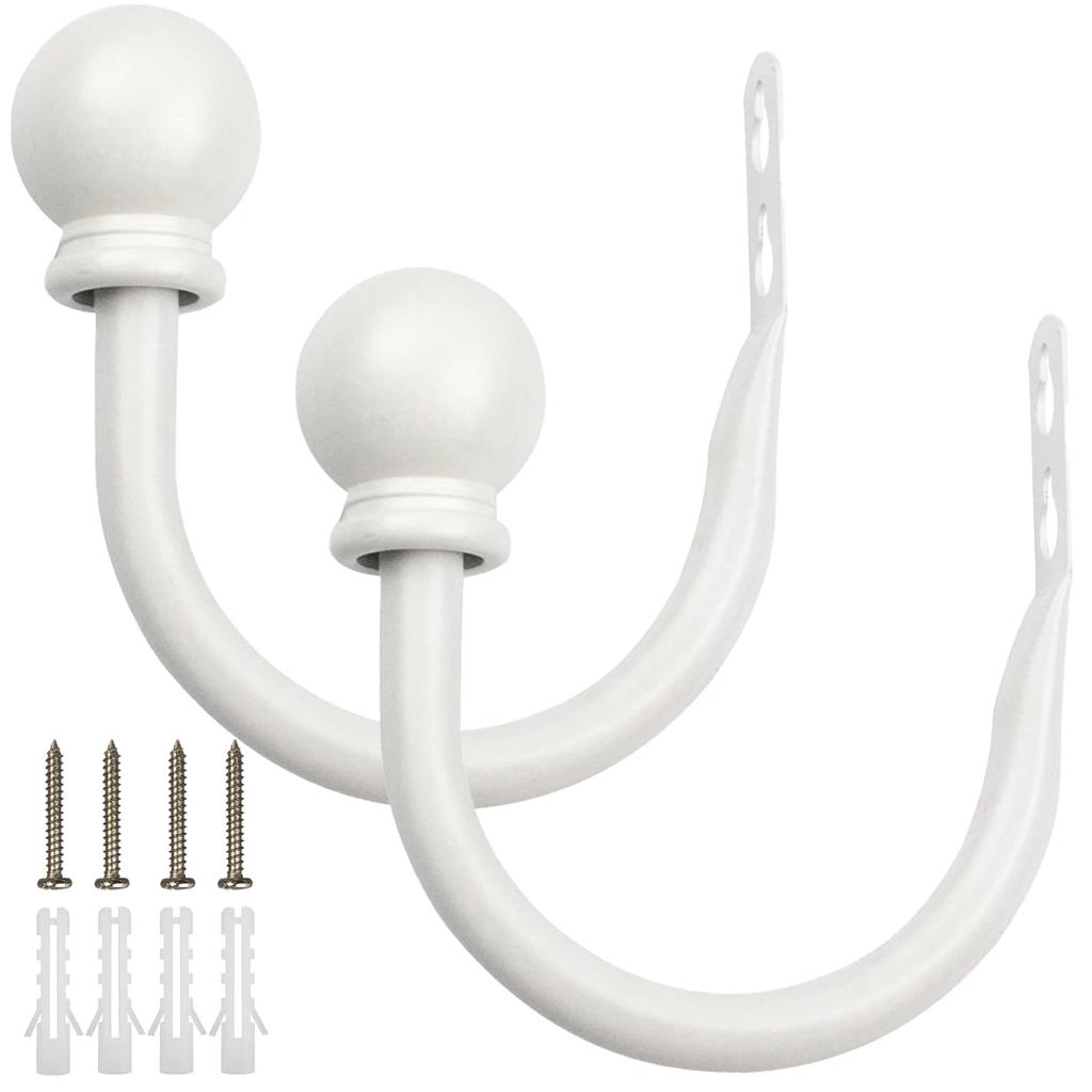 2Pcs Retro Curtain Holdbacks U Shaped Curtain Hooks Holder Accesories Decorative Wall Mounted Drapery Holdbacks Clip with Screw