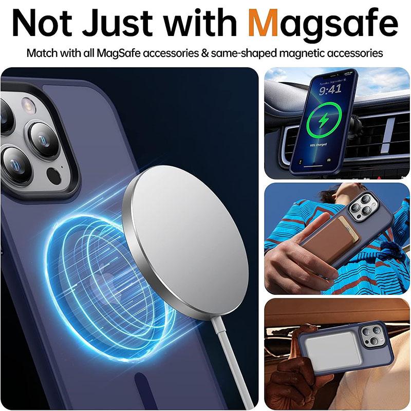 Shockproof Matte Transparent Phone Case For iPhone 15 14 13 12 11 Pro Max 15 Plus For Magsafe Magnetic Wireless Charging Cover