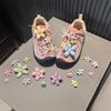 1 PCS New Plaid Flower Bowknot Pearl Shoe Clip High-End Accessory Vintage Fabric for Women and Girls Sneakers Flat Shoes Charms