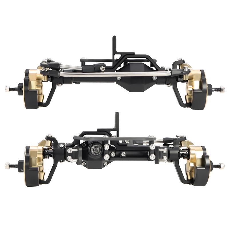 LCG Heavy Aluminum Front Rear Portal Axle Set+Brass Knuckles 50° 4WS for 1/10 RC Crawler Axial Capra 1.9 Chassis