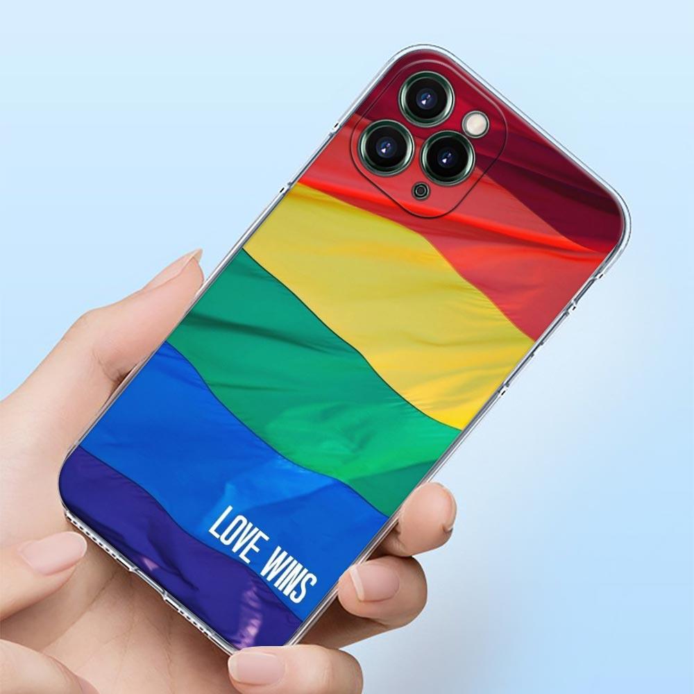 Gay Lesbian LGBT Rainbow Love Shell Case for iPhone 16 15 11 12 13 14 Pro Max for iPhone 16 Plus Soft Transparent Cover Fundas