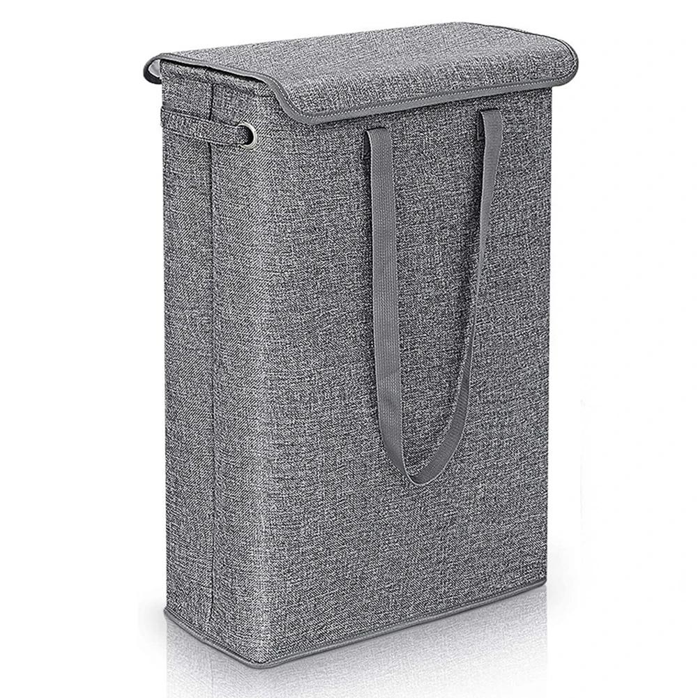 Slim Laundry Basket with Handle & Lid Narrow Laundry Hamper Multi-Function Clothes Storage Basket for Toys Clothing Organization