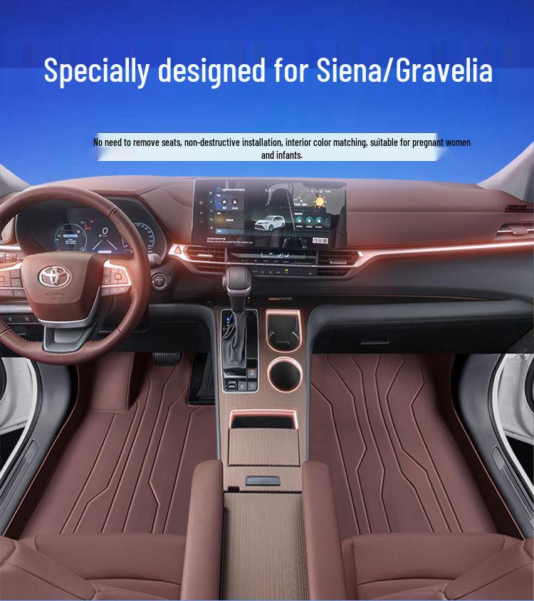 Eco-Friendly Odorless Full-Coverage Leather Floor Mats for Toyota Sienna & Grand Highlander