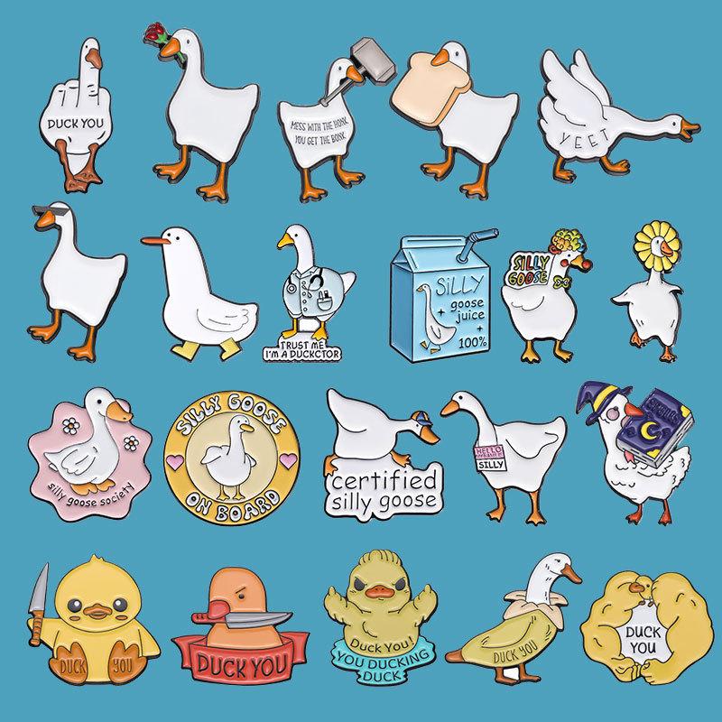 Animal Eyecatching Cartoon Duck Goose Brooch Collection In Alloy For Fun Accessories