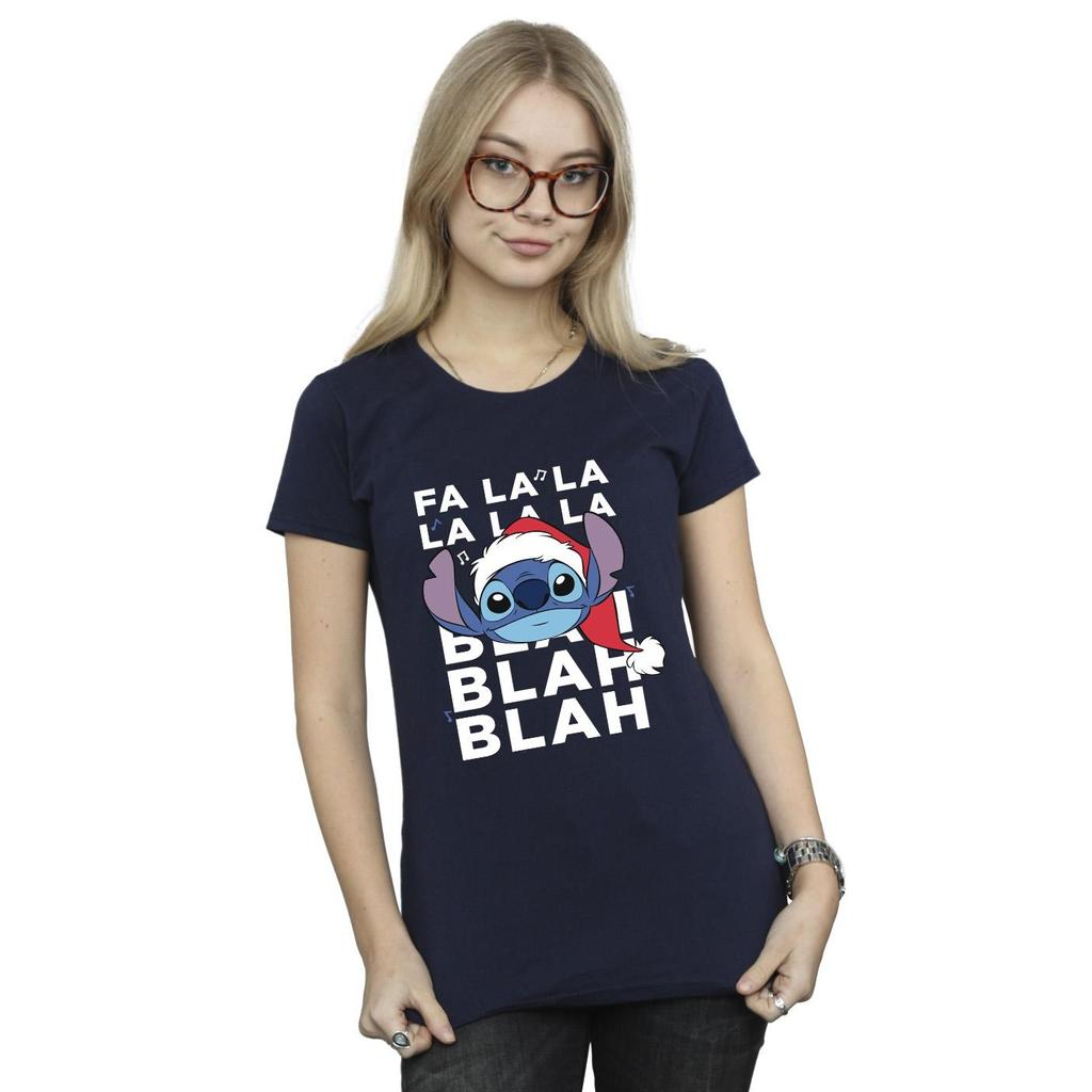 Disney Damen/Damen Lilo und Stitch Weihnachten Blah Blah Blah Baumwoll-T-Shirt