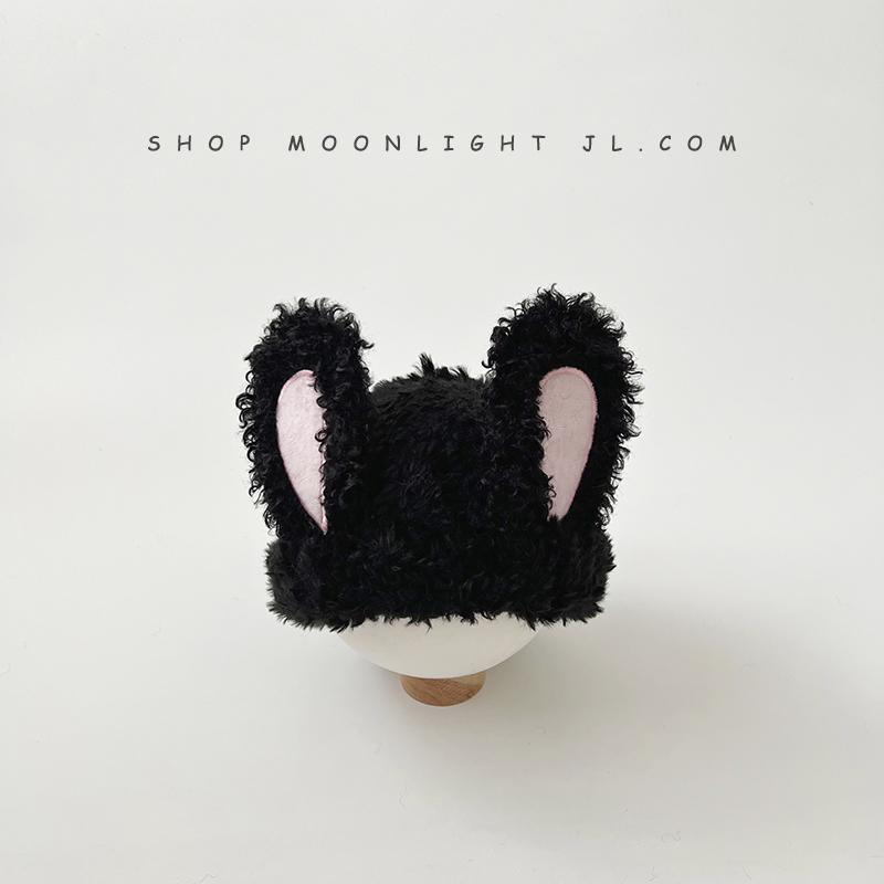 Rabbit ear plush children's hat autumn and winter warm windproof piled thickened girl baby knitted pullover