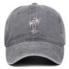 Coconut Tree Embroidered Washed Retro Duckbill Cap - Distressed Unisex Curved Brim Baseball Hat.