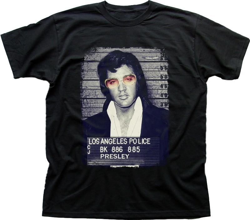 Elvis Presley King of Rock Jail photo black printed tshirt OZ9352 S разноцветный