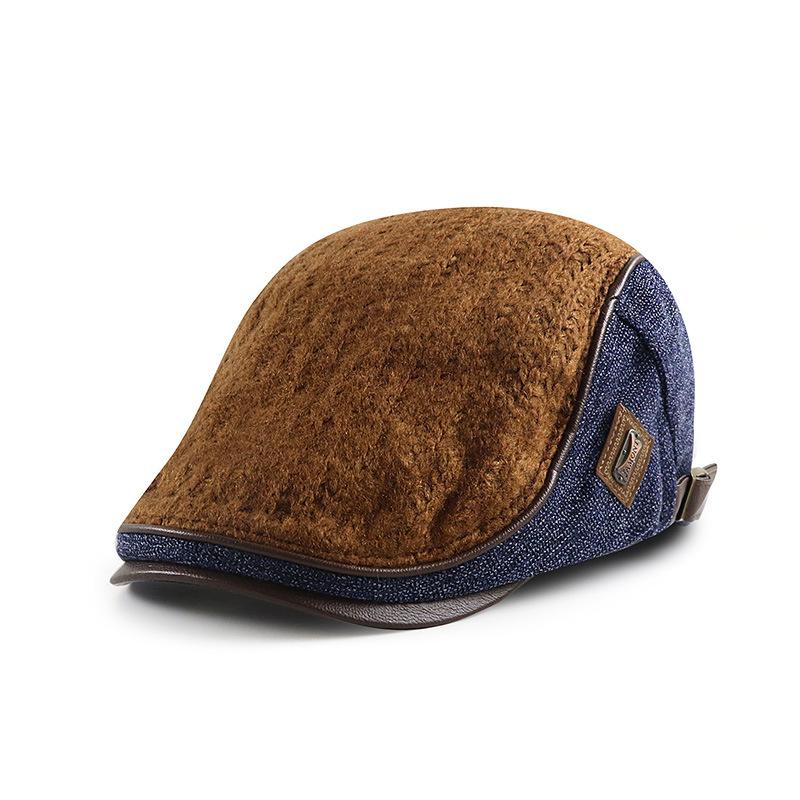 

Осенне-зимний теплый берет, вязаная шапка для мужчин и женщин, британские плоские кепки среднего возраста, фуражка кофейный