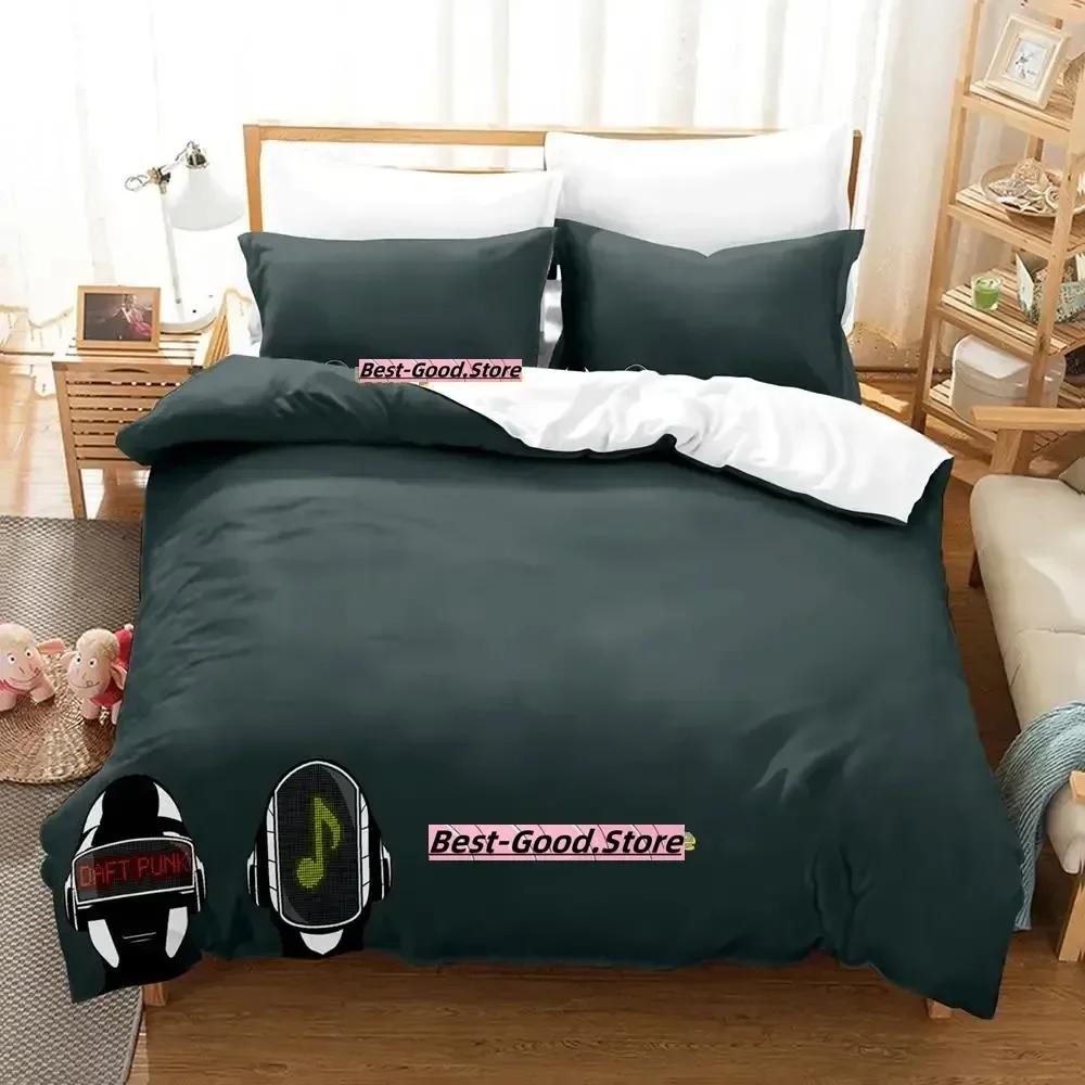 Daft Punk Sängkläder Set Tryckt Med Örngott Täcke Mjuk Enkel Dubbel Queen Super King Storlek Vuxen Barn Sovrum