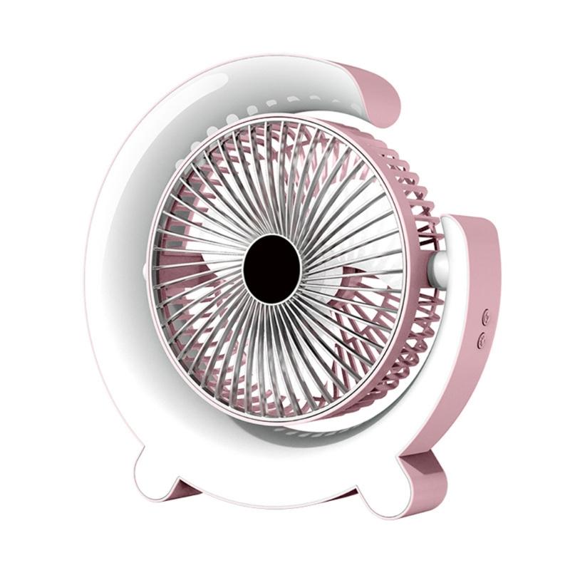 3-speed Desk Fan Electric Fan Table Fan Rechargable 1200mAh Table Fan with Colorful Light Low Noise Fan for Office Room