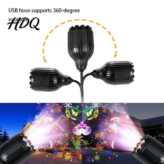 Ambient Night Lamp USB Christmas Snowflake Projector Light Flexible Gooseneck Projection Lamp Decorative LED for Bedroom Ceiling Decoration Pattern