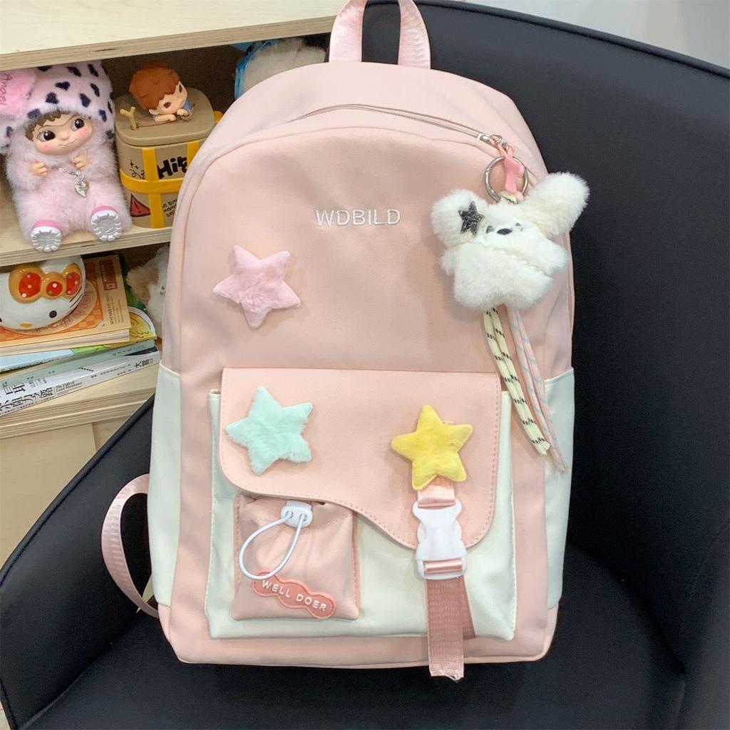 Schoolbag cute contrasting color student travel small schoolbag female dopamine high value children versatile lightweight backpack