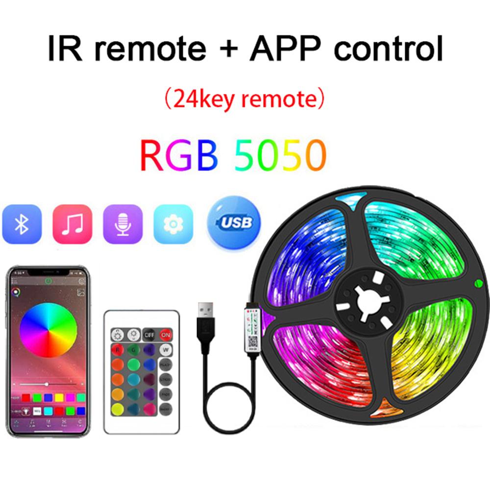 LED Strip Lights RGB5050 Bluetooth Control Led Ribbon Tape with 44 Keys Remote Lights Strip for Room Decoration TV Backlights