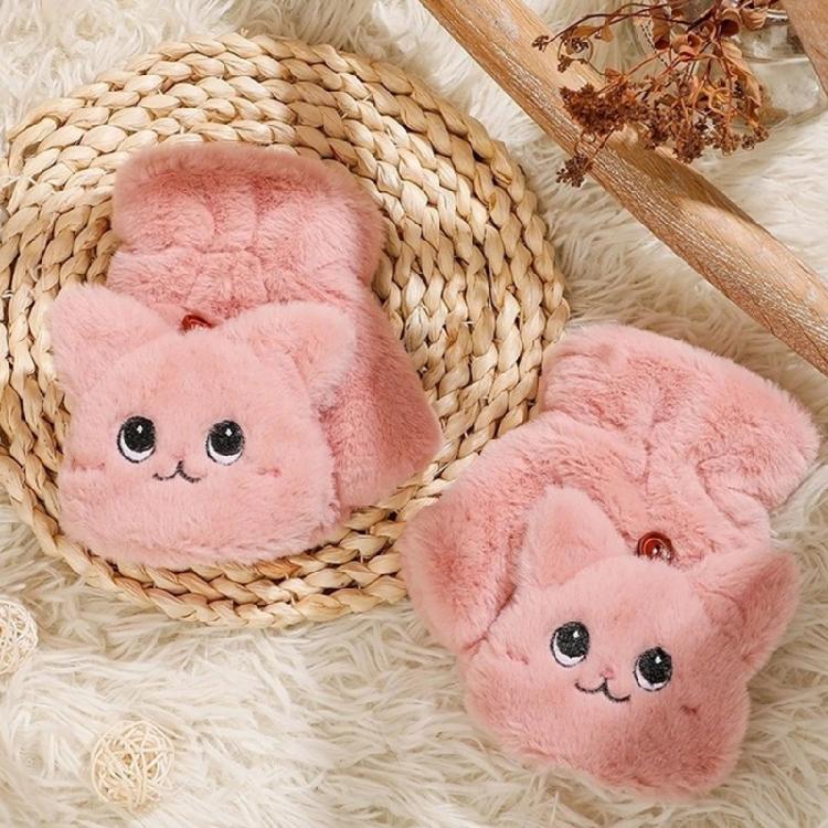 Women Winter Flip Gloves Convertible Mittens Thick Cat Plush Half Finger Gloves with Cover Flip Half Finger Gloves
