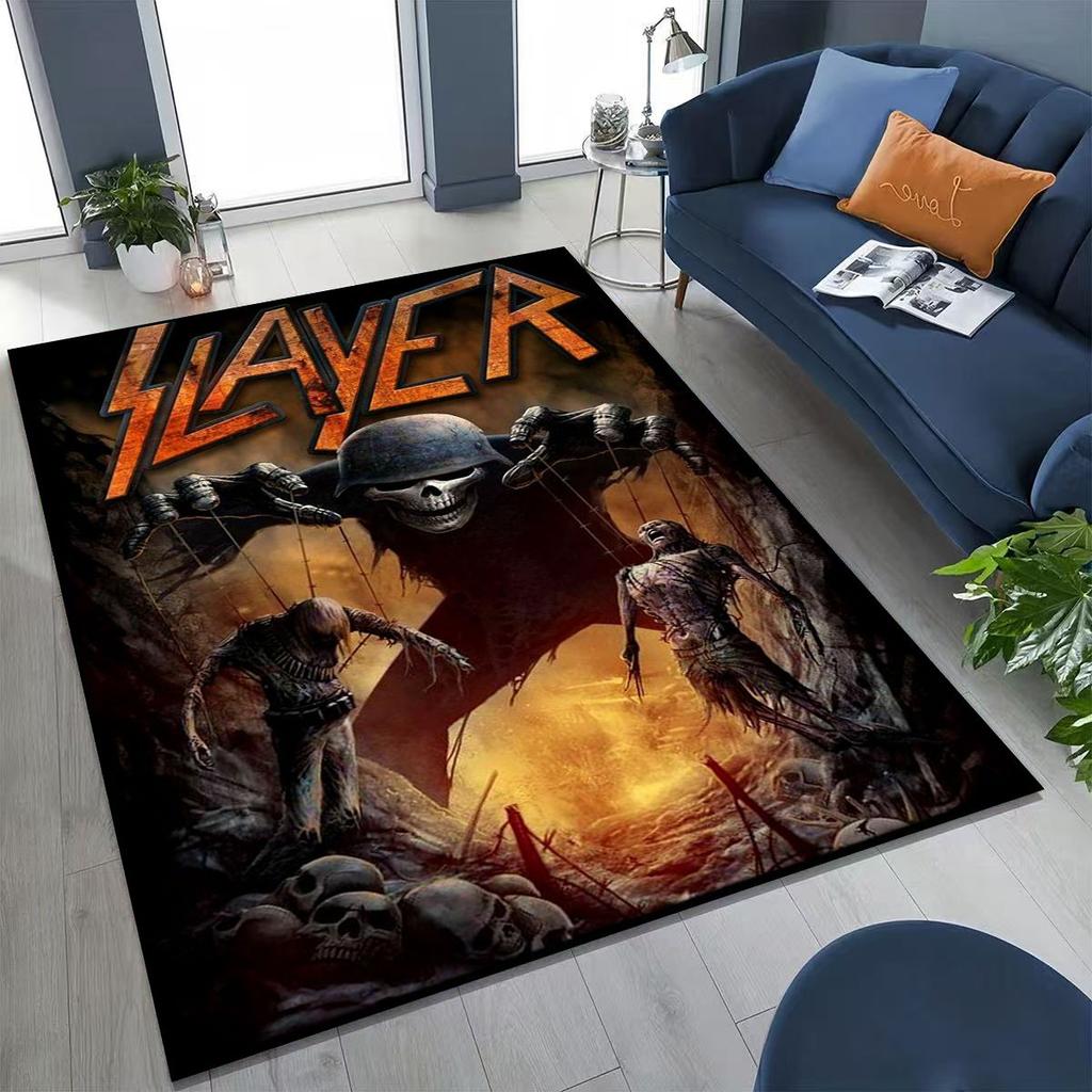 Slayer Heavy Metal Rock Band Skull Art Carpet Rug for Bedroom Living Room Sofa Home Doormat Decor,Large Non-slip Floor Mat