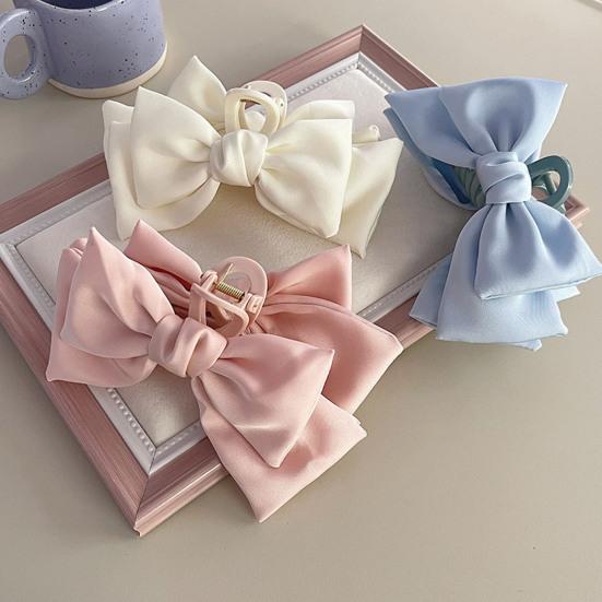 Damen Haarspange Satin-Schleife Decor Anti-Rutsch-Design Haarklammer Hinterkopf Haiklammer Urlaubsreise Strand Haarschmuck