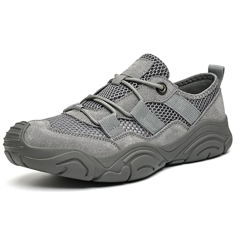 Fashion Classic Handmade Mens Summer Mesh Flats Anti-collision Toe Comfortable Beach Shoes Men Non-Slip Shoes New All-match Male Sandals