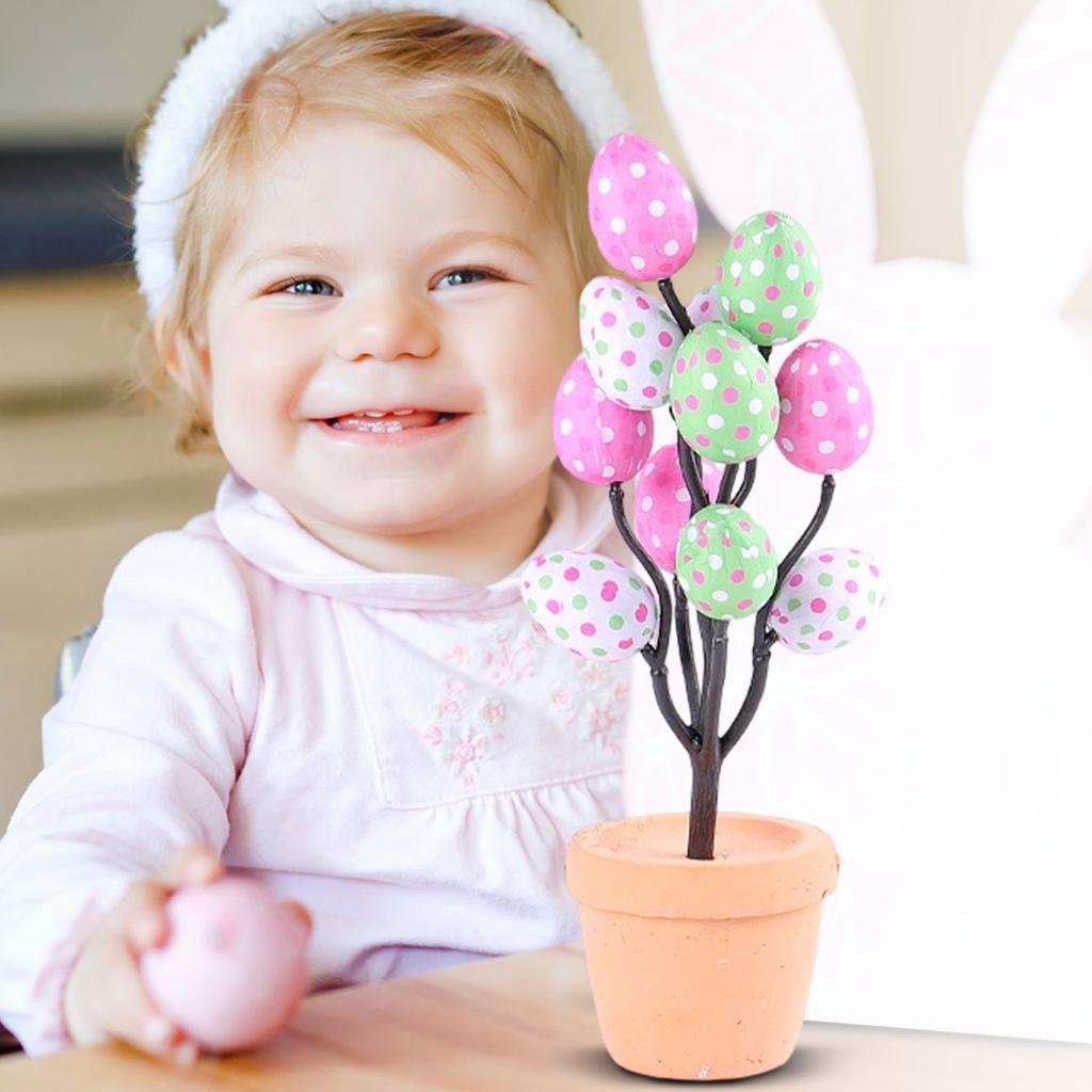 Easter Artificial Egg Planter With Cartoon Easter Egg Prints – Easter Table Decoration