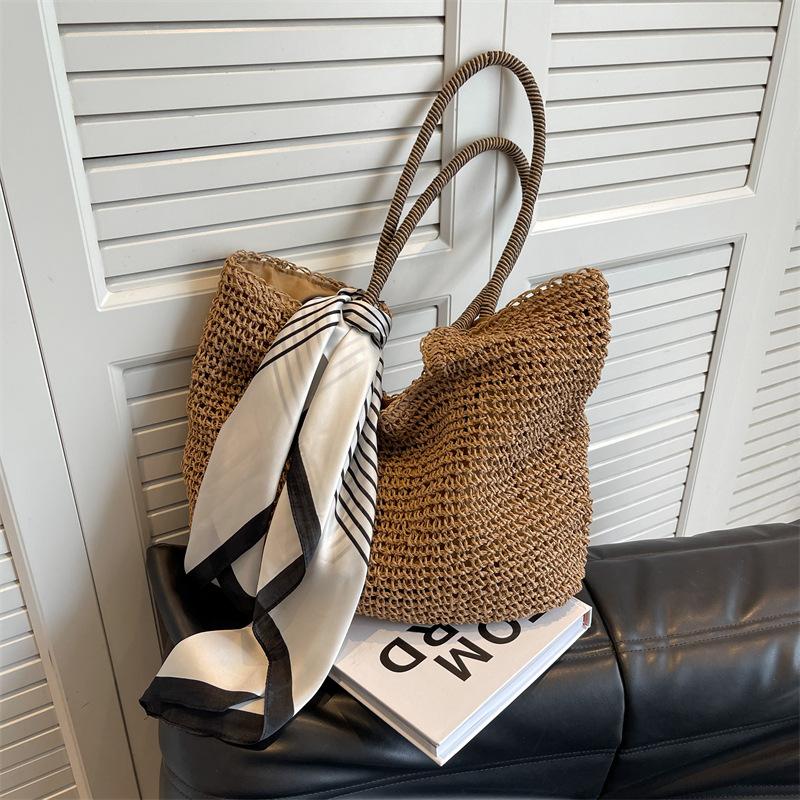 Casual Large-capacity Straw Woven Bag Women's New Women's Bag Versatile Shoulder Bag Straw Woven Tote Bag