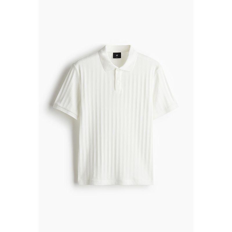 

Мужская футболка-поло HM Лето 2025 Новая футболка с воротником-поло Текстура Деловые Топы с коротким рукавом 1276602 Cream 180/116