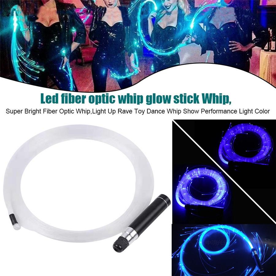 USB Chargeable Blue LED Fiber Optic Whip Dance Whip Glowing Hand Rope Flash Whip Atmosphere Props for Dance Festival Party