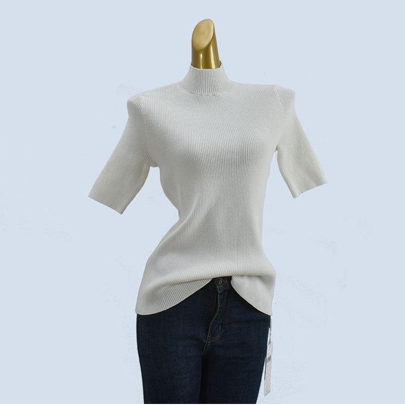 Revoked by Brand Fat Sister plus Size Half-Turtleneck Heattech Half Sleeves Loose Simple Pullover High Elastic Knitting Bottoming Shirt for Women