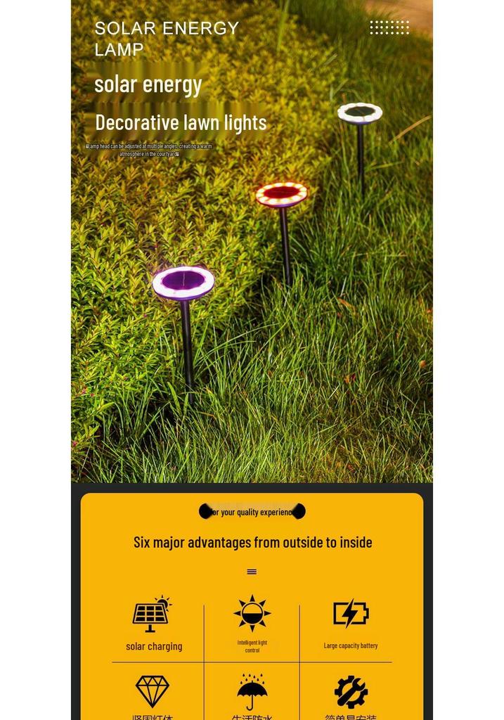 Waterproof Solar Garden Lights: Outdoor Courtyard, Lawn, Flower Bed Decoration with Ground Stake & Sensor