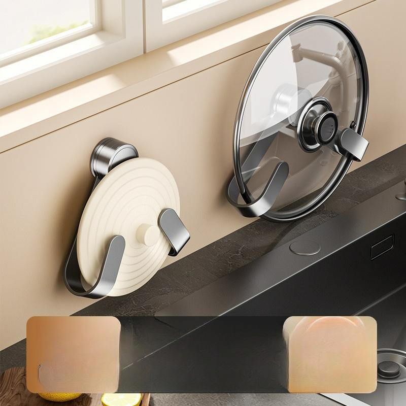Suction Cup Rotating Lid Rack Wall-mounted Non-punching Wall Kitchen Rack Hanger Storage Bracket