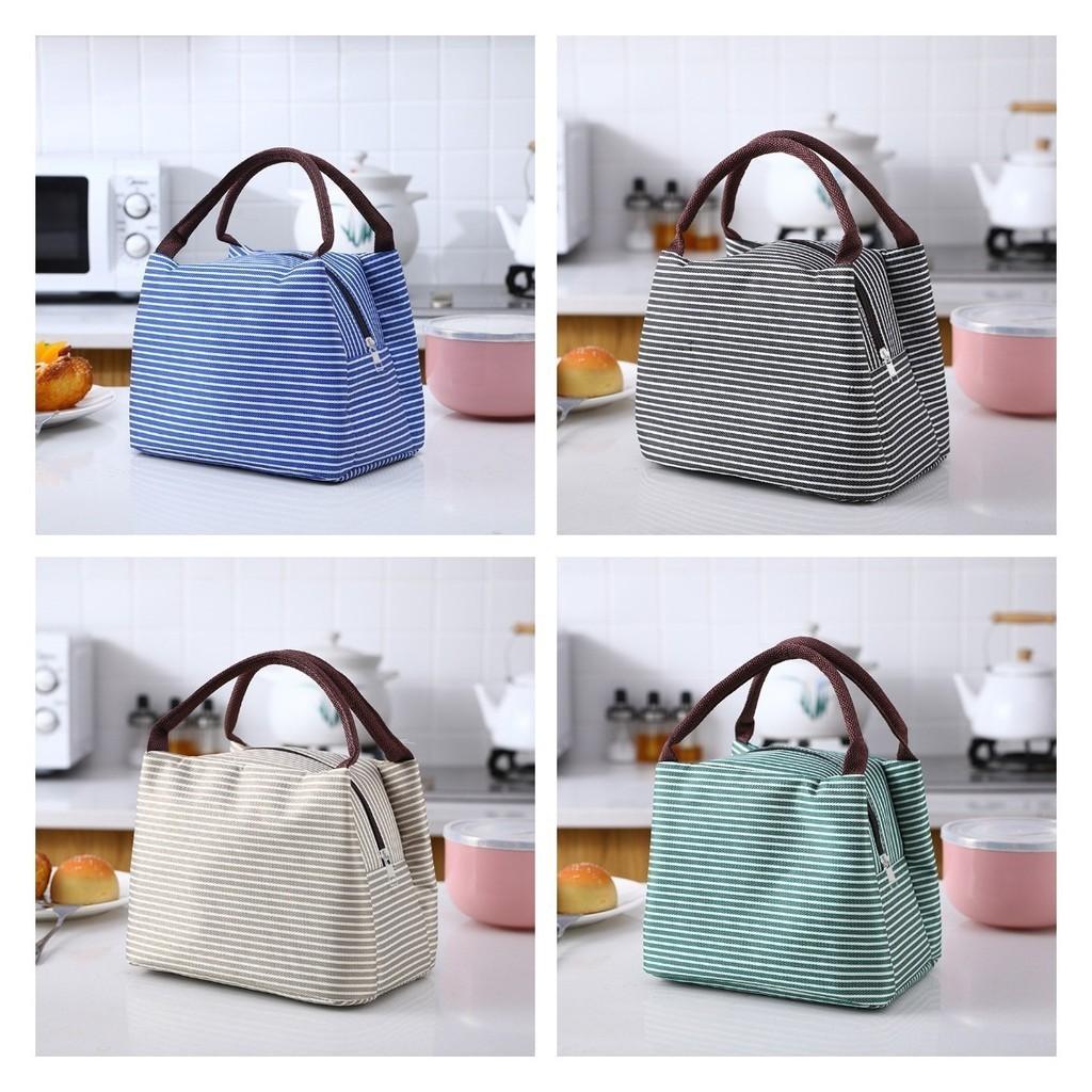 Factory Direct Sales Striped Design Insulated Lunch Bag Thermal Bag Cube Shape