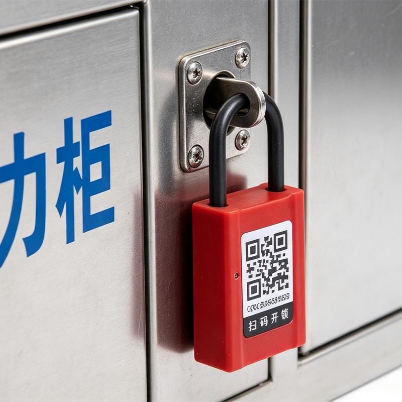 Rechargeable Bluetooth LOTO Padlock, Smart Electronic Lockout Tagout Safety Lock for Industrial Isolation (Red,Plastic)