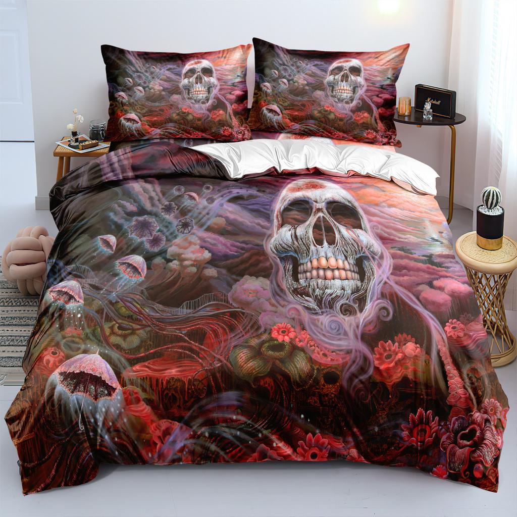 Skull Bedding Three-Piece Set 90-120G Abrasive Cloth 3D Digital Printing