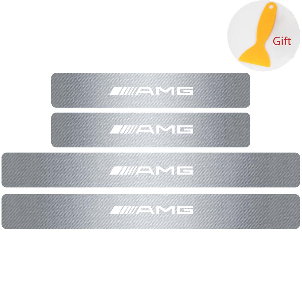 MITV3 4pcs Car Door Sill Anti-Scratch Guard Sticker For Mercedes Benz W203 W206 W212 W167 W166 W247 C E GLA GLC GLE AMG Accessories