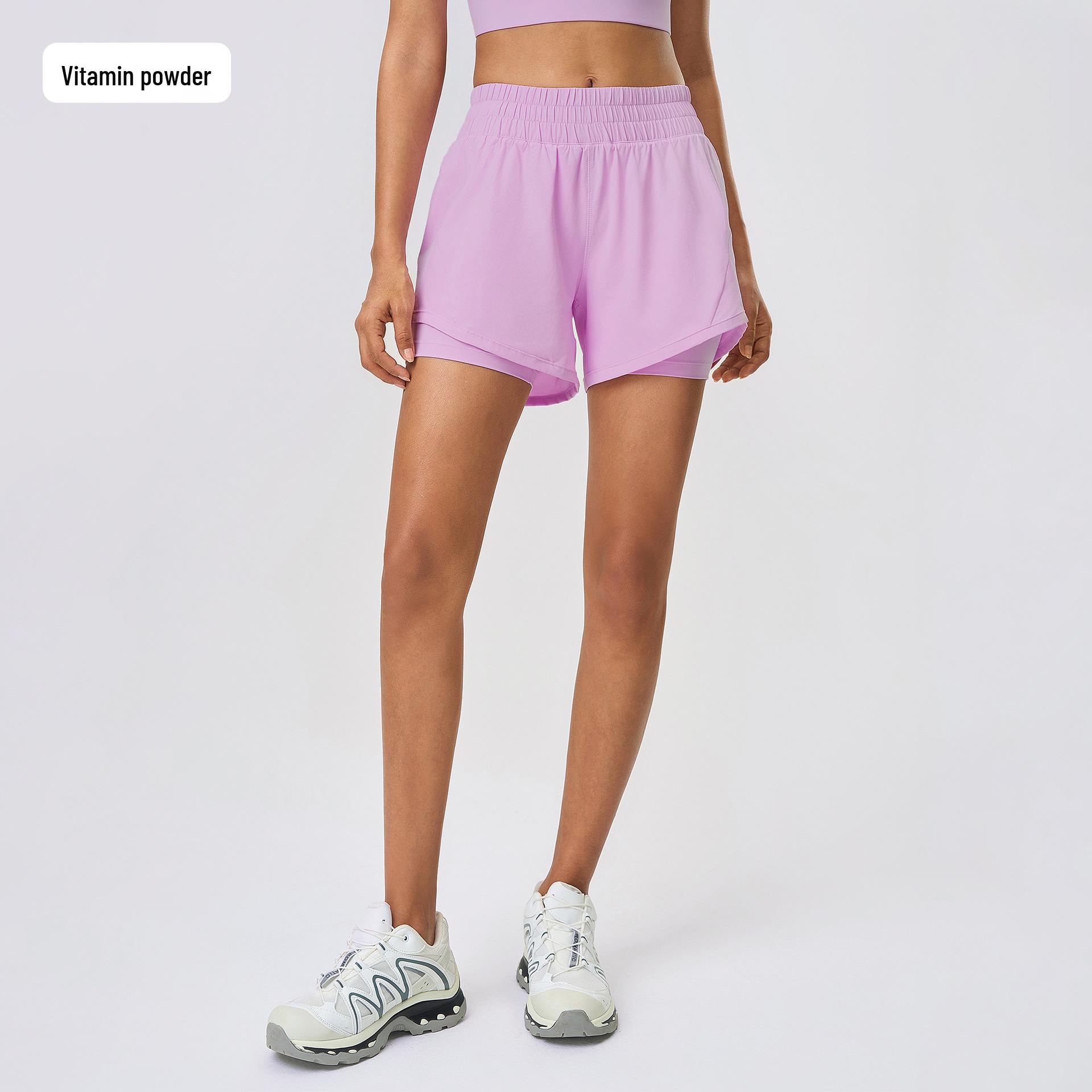 Quick-Dry Women s Two-in-One Fitness Shorts with Drawstring Waist for Yoga and Slimming; Breathable Summer Design. 4 (90-100 lbs)