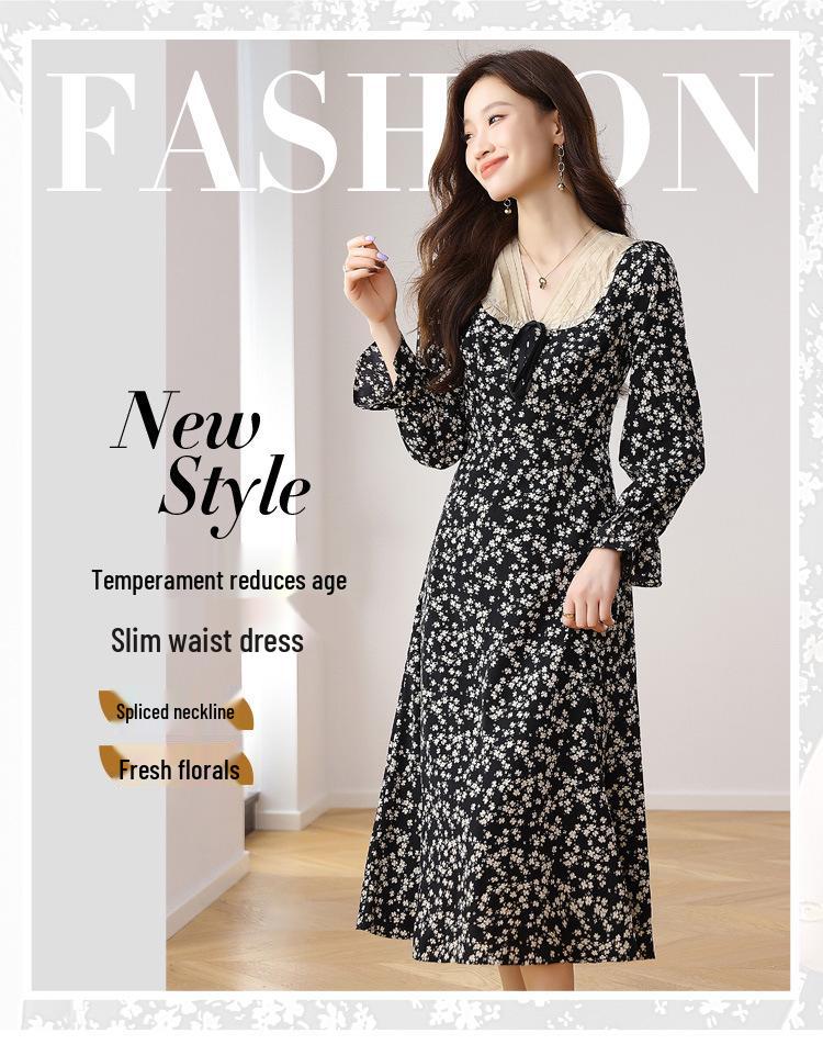 French Retro Fairy-Inspired Slim-Fit Floral Midi Dress for Women