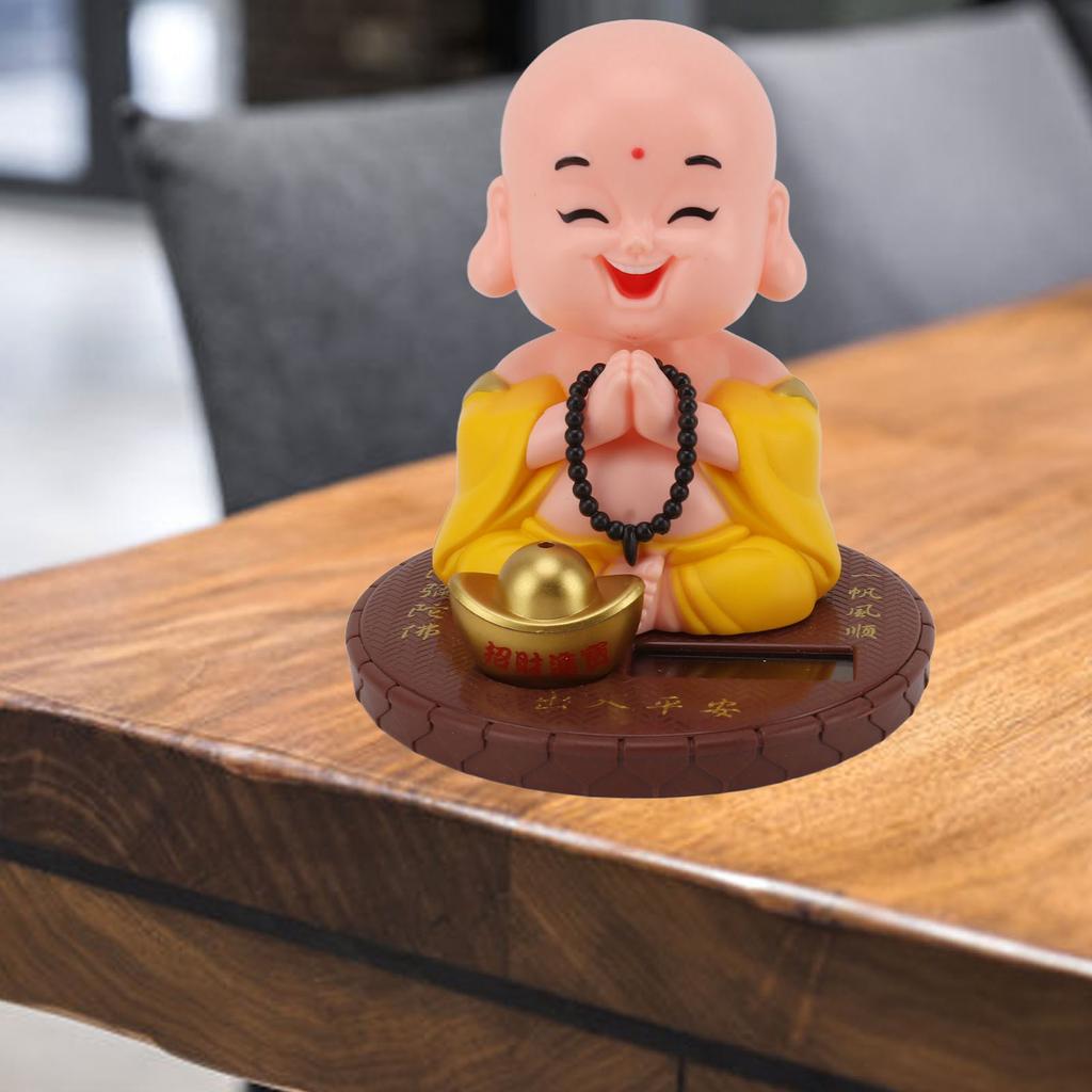 Small Monk Ornament Solar Powered Nodding Head Little Monk Figurine for   Table   Car Dashboards Homes Restaurants Hotels Cafes