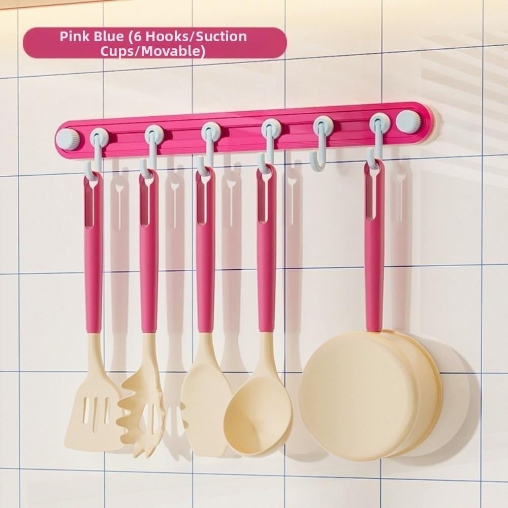 Non-Marking Suction Cup Hooks Plastic Kitchen Storage Hooks Practical Towel 6 Head Hooks  Bathroom