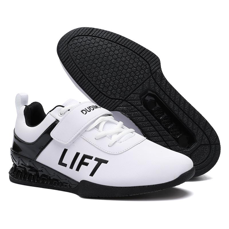Men Weightlifting Shoes for Heavy Lifts Squats Powerlifting Durable Lifting Sneakers Big Size Black White