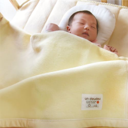 un doudou made in japan baby cotton blanket 85 x 115cm plain 100% cotton cream 1321-cr